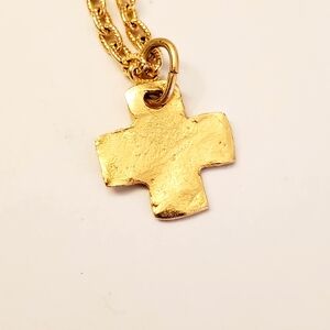 Susan Shaw 24 Kt Gold Plated Cross Pendant Necklace, Mini Cross, USA